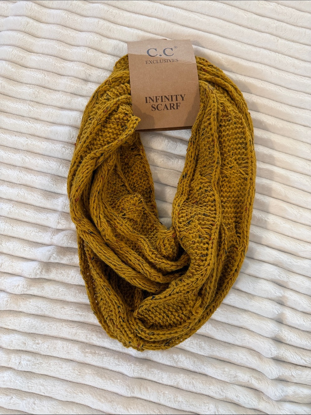 Infinity Scarf - Mustard Confetti Knit - NWT